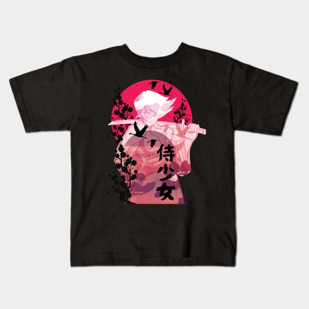 Samurai Girl Kids T-Shirt by Kali Space